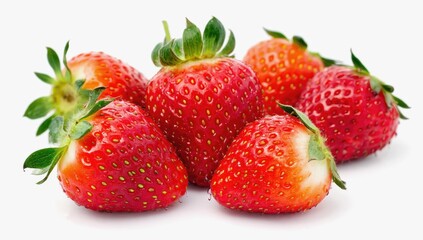 Fresh, vibrant strawberries showcasing bright red hues and green leaves.