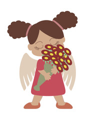 Angel, flower,, svg, paper cut, silhouette, Cricut, school, kids , Decoration, cut file , vector, pattern