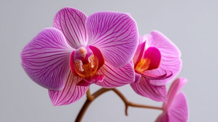 Obraz premium Close-up of vibrant pink orchids with detailed petals and subtle background