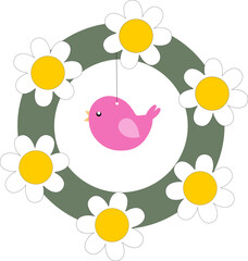 Wreath, bird, flower,, svg, paper cut, silhouette, Cricut, school, kids , Decoration, cut file , vector, pattern