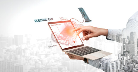 Structure of electric car showing battery system, traction motor, control units, and charging station for understanding EV functionality and energy flow Vouch