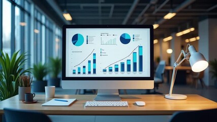 A modern workspace exhibiting ERP project management principles with graphical elements symbolizing progress. Ample negative space invites additional text for clarity.