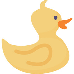 Yellow Rubber Duck Toy With Orange Beak And Blue Eye On Transparent Background Clean Design