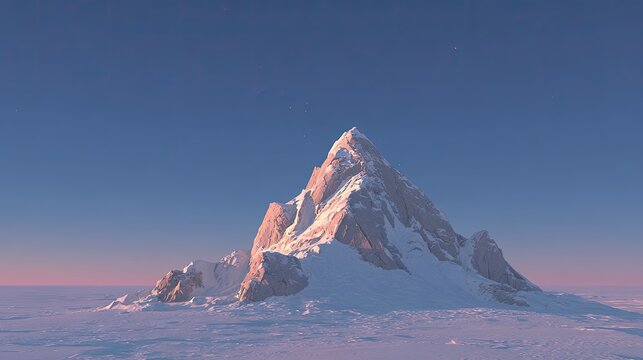 Snow Capped Mountain Peak At Sunrise - Powered by Adobe