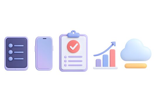 Digital business icons representing tasks data and cloud computing services