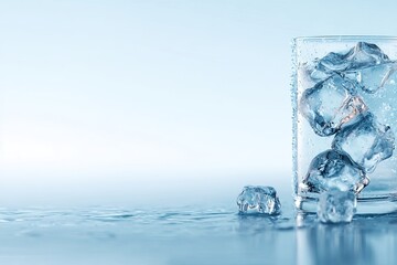 Ice Cubes In Glass Of Water