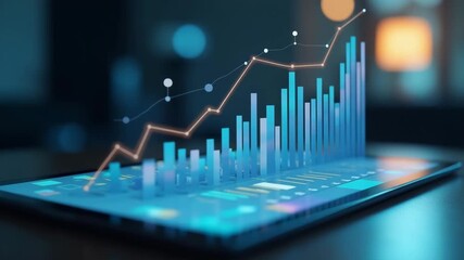 An impactful composition of digital analytics graphs on a tablet against a blurred background, emphasizing statistics about banned hashtags with space for overlays. - Powered by Adobe