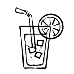 オレンジジュースのシンプルな線画イラスト