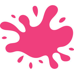 Vibrant Pink Ink Splatter Abstract Design Isolated on Transparent Background with Dynamic Flowing Droplets