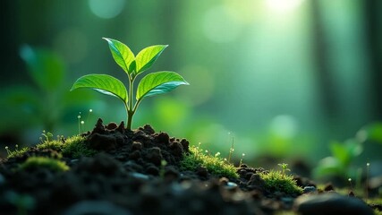 Illustrating the future of green technology, this aesthetic image melds plant life with sustainable tech innovations, skillfully utilizing hierarchy of importance while offering ample copy space.