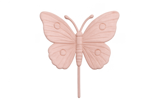 Pink butterfly clay ornament with transparent background - Powered by Adobe