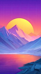 Colorful Pixelated Mountains Sunset Landscape