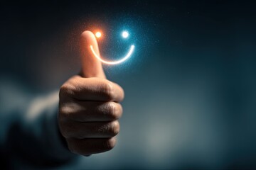Hand Giving Thumbs Up With Glowing Smile Graphic