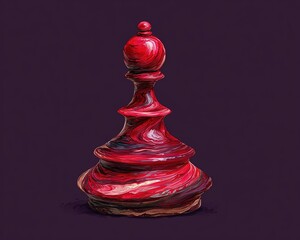 Digital Illustration Of A Red Wooden Chess Pawn