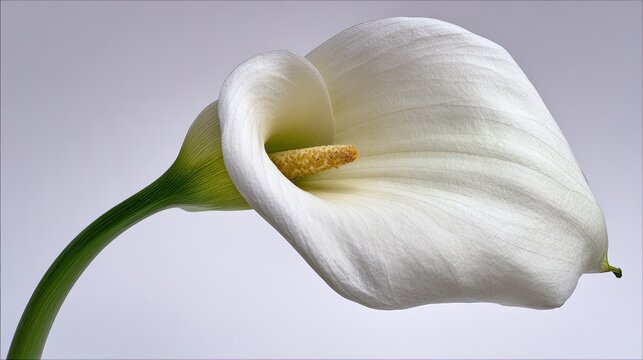 Close Up White Calla Lily Studio Shot