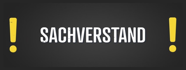 Sachverstand (expertise) - A blackboard illustration with white text.