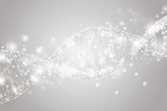 Abstract Glowing Dna Spiral On Gray Background - Powered by Adobe