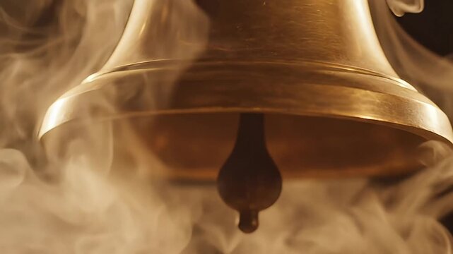 golden bell with sacred smoke and incense