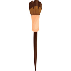 Wooden Makeup Brush with Light Peach Handle and Dark Brown Bristles on Transparent Background for Cosmetic Application and Beauty Industry