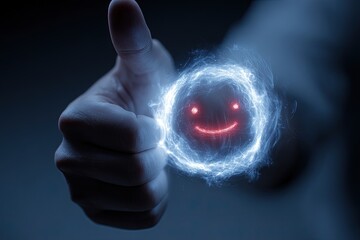 Hand Gesturing Digital Smiley Face