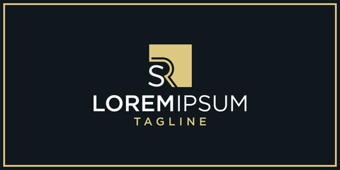 SR line square logo design inspiration