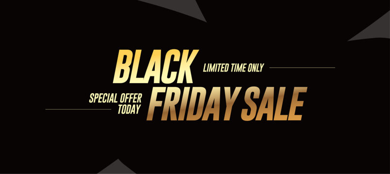 Black friday sale golden banner layout design