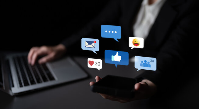 A collection of social media notifications representing user engagement. These alerts for likes, comments, and messages are key to online communication and community interaction. Fermion