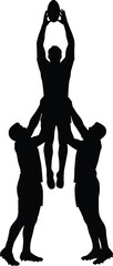 Rugby Lineout Lift Silhouette Player Catching Ball Vector