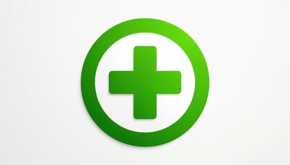 Fototapeta premium Green plus sign inside circle. Health symbol. Medical icon. Emergency sign. First aid emblem. Positive concept. Healthcare symbol. Medicine emblem.
