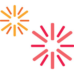 Two Abstract Stylized Firework Bursts One Orange And Yellow The Other Pink And Red On A Transparent Background
