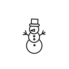 Cute Simple Snowman Outline Icon, snowman isolated on white