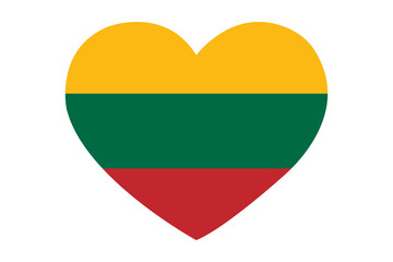 heart flag of Lithuania vector- Lithuania flag in heart shape Symbol of Love and Patriotism
