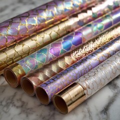 Colorful Decorative Wrapping Paper Rolls with Unique Patterns and Textures