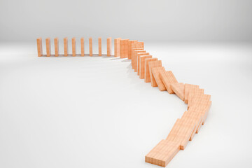 domino effect on white background