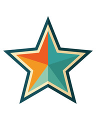 Obraz premium Abstract Geometric Star Shape With Colorful Sections and Outlined Border