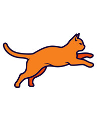 Fototapeta premium Illustration of an orange cat in a dynamic jumping pose, showcasing agility and playful movement