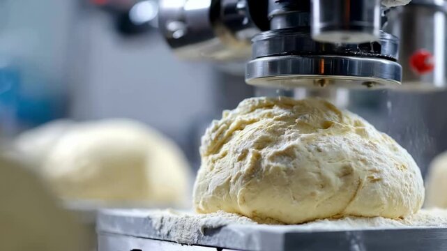 Medium shot focusing on a glutenfree dough kneading machine carefully processing alternative flours to create specialty bread mixtures.