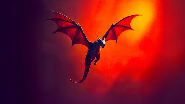 dragon flying landing hot fire cave magic power