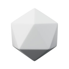 3d Icosahedron White color, Abstract realistic rendering of 3d geometry shape object element