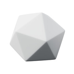 3d Icosahedron White color, Abstract realistic rendering of 3d geometry shape object element