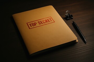Confidential manila folder with secure document and red stamped label on dark desk
