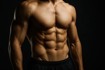 Fototapeta premium Athletic male torso in dramatic side light highlighting definition strength and symmetry