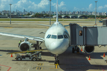 Airplane Preparing for Boarding at Gate