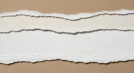 Fototapeta premium Torn paper edges with rough texture beige and white layers suitable for backgrounds or design elements