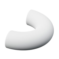 3d Half Torus or Half ring White color, Abstract realistic rendering of 3d geometry shape object element
