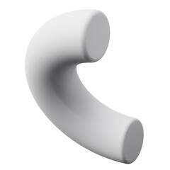 3d Half Torus or Half ring White color, Abstract realistic rendering of 3d geometry shape object element