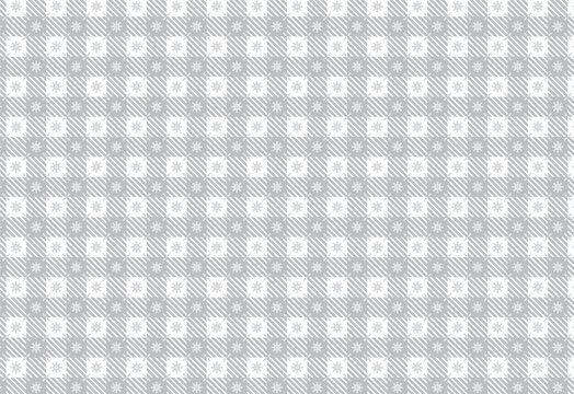 silver and white checkered chessboard pattern with a mix of striped squares and opposite silver and white snowflake accents