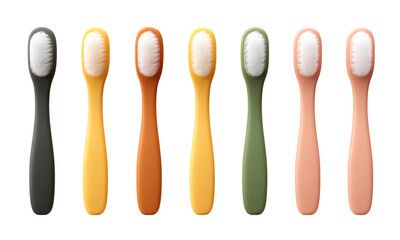 A vibrant collection of colorful toothbrushes lined up for dental care.