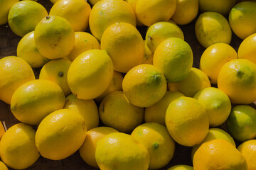 Fresh Ripe Lemons with Natural Texture under Sunlight