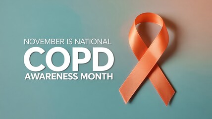 Orange ribbon for copd awareness month in november symbolizing support and education for chronic obstructive pulmonary disease patients